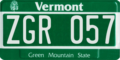 VT license plate ZGR057