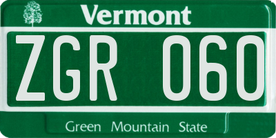 VT license plate ZGR060
