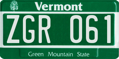 VT license plate ZGR061
