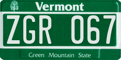 VT license plate ZGR067