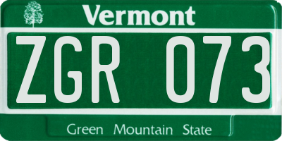 VT license plate ZGR073