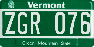 VT license plate ZGR076