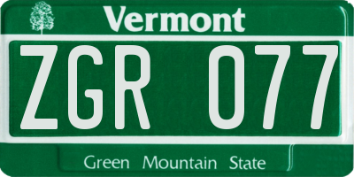 VT license plate ZGR077