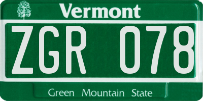 VT license plate ZGR078