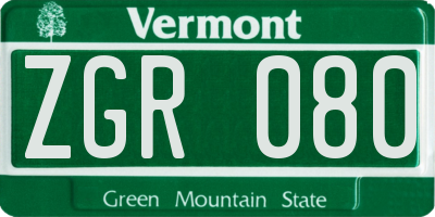 VT license plate ZGR080