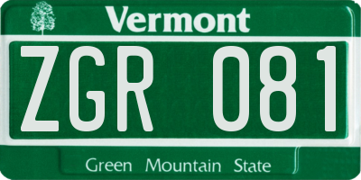 VT license plate ZGR081