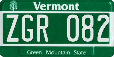 VT license plate ZGR082