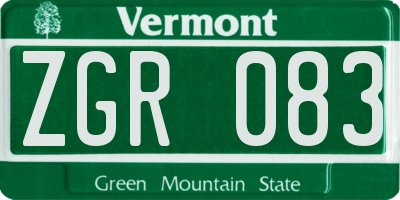 VT license plate ZGR083
