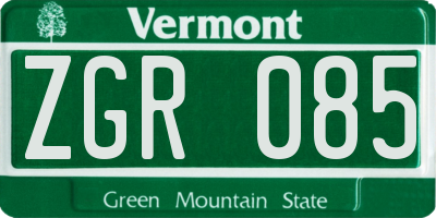 VT license plate ZGR085