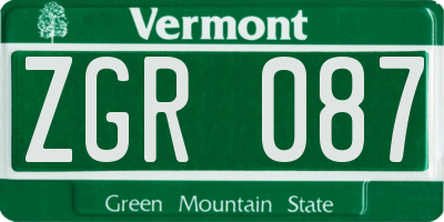 VT license plate ZGR087