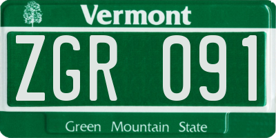 VT license plate ZGR091