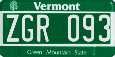 VT license plate ZGR093