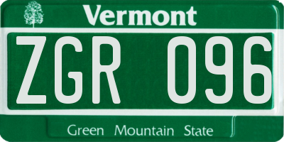 VT license plate ZGR096