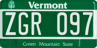 VT license plate ZGR097