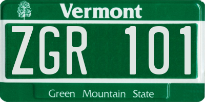 VT license plate ZGR101