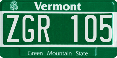 VT license plate ZGR105