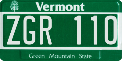 VT license plate ZGR110