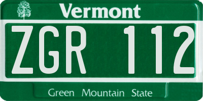 VT license plate ZGR112