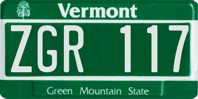 VT license plate ZGR117