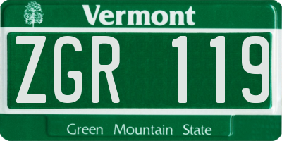 VT license plate ZGR119