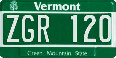 VT license plate ZGR120