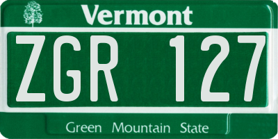 VT license plate ZGR127