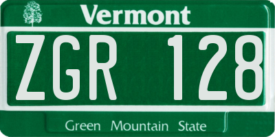 VT license plate ZGR128