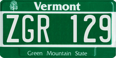 VT license plate ZGR129
