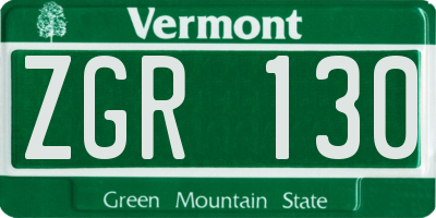 VT license plate ZGR130