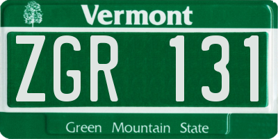 VT license plate ZGR131