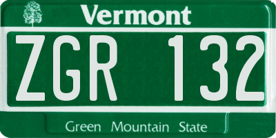 VT license plate ZGR132