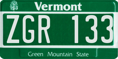 VT license plate ZGR133