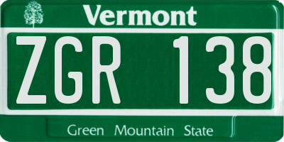 VT license plate ZGR138