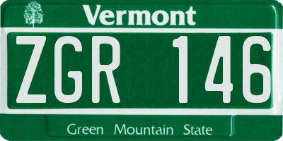 VT license plate ZGR146
