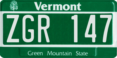 VT license plate ZGR147