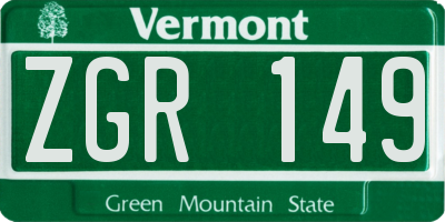 VT license plate ZGR149
