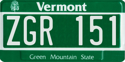 VT license plate ZGR151