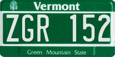 VT license plate ZGR152