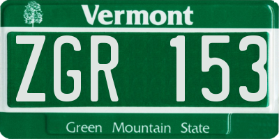VT license plate ZGR153