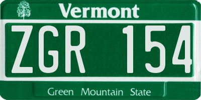 VT license plate ZGR154