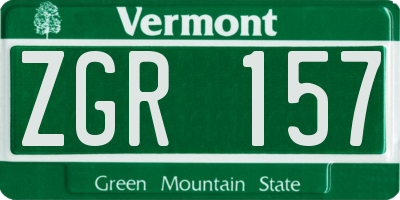 VT license plate ZGR157