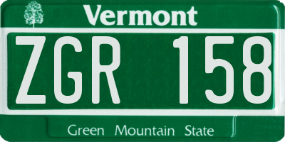 VT license plate ZGR158