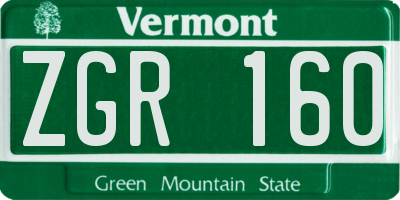 VT license plate ZGR160
