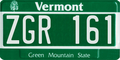 VT license plate ZGR161