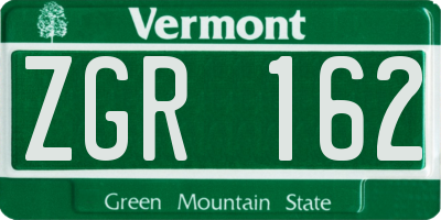 VT license plate ZGR162