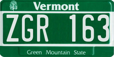 VT license plate ZGR163