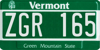 VT license plate ZGR165