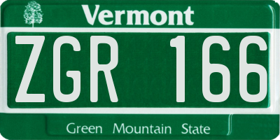 VT license plate ZGR166