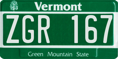VT license plate ZGR167