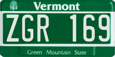 VT license plate ZGR169